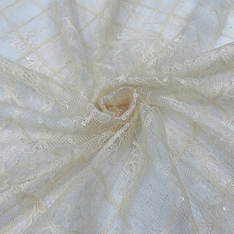 Lace Fabric Dress Sequin Polyester for Women's Wear Wholesale Supplier 12